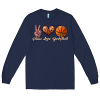 Navy peace love basketball Long Sleeve Tee - JahusDesignShop
