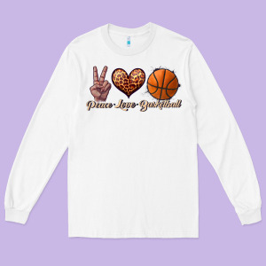 Peace Love Basketball Long Sleeve Tee Designed By Jahusdesignshop