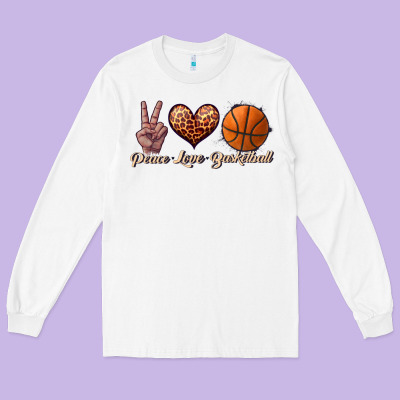 Peace Love Basketball Long Sleeve Tee Designed By Jahusdesignshop