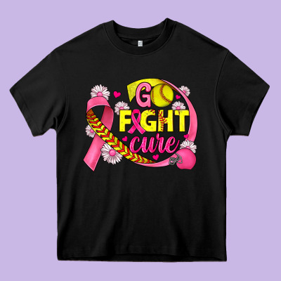 Breast Cancer Go Fight Cure Softball Heavy Core Tee Designed By Jahusdesignshop