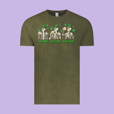 Drink Drank Drunk St. Patricks Day Skeletons Vintage Tee Designed By Maliassmallbusiness