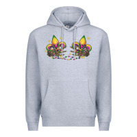 Heather Grey skeleton hands mardi gras Premium Hoodie - CowGirlArtShop