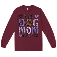 Burgundy best dog mom ever Long Sleeve Tee - MaliasSmallBusiness