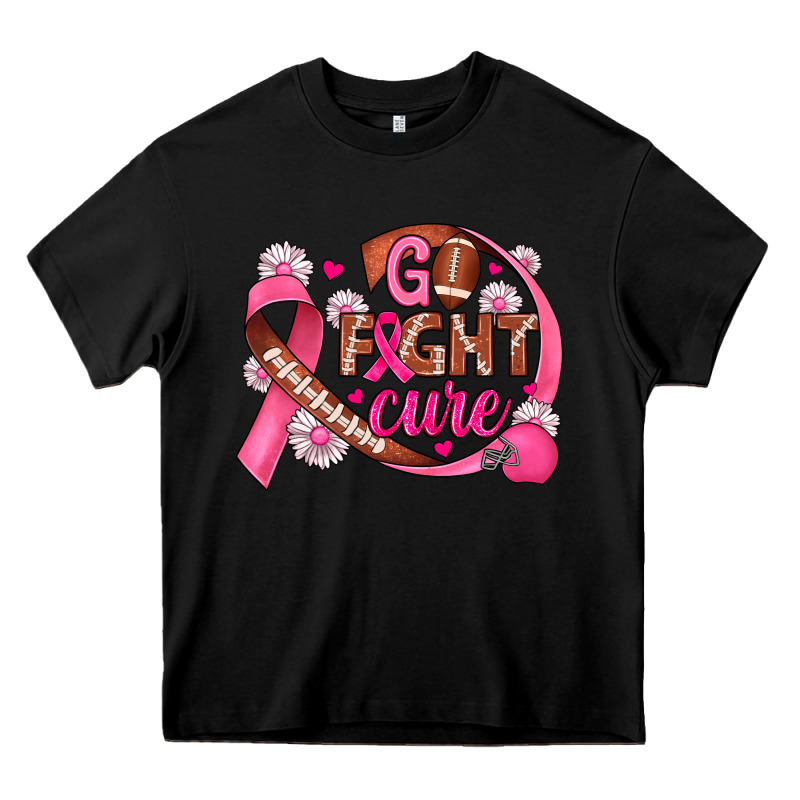 Breast Cancer Go Fight Cure Football Heavy Core Tee by JahusDesignShop | Teevron