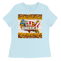 Baby Blue god bless america square coaster Ladies Tee - HRA Design Shop