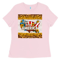 Bubblegum Pink god bless america square coaster Ladies Tee - HRA Design Shop