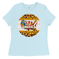 Baby Blue god bless america round coaster Ladies Tee - HRA Design Shop