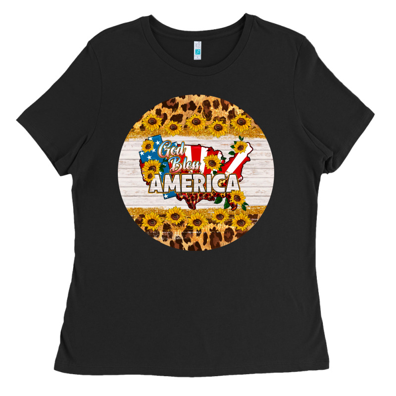 God Bless America Round Coaster Ladies Tee by HRA Design Shop | Teevron