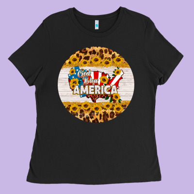 God Bless America Round Coaster Ladies Tee Designed By Hra Design Shop