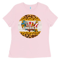 Bubblegum Pink god bless america round coaster Ladies Tee - HRA Design Shop