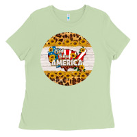 Matcha god bless america round coaster Ladies Tee - HRA Design Shop