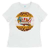 White god bless america round coaster Ladies Tee - HRA Design Shop