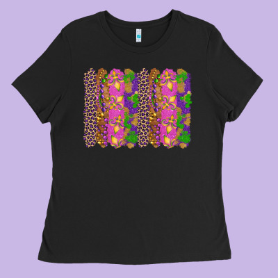 Mardi Gras Brushstrokes Ladies Tee Designed By Ranaportraitstore