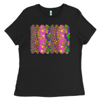 Black mardi gras brushstrokes Ladies Tee - RanaPortraitStore