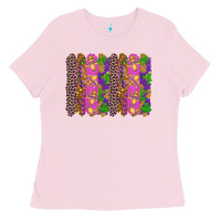 Bubblegum Pink mardi gras brushstrokes Ladies Tee - RanaPortraitStore