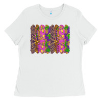 White mardi gras brushstrokes Ladies Tee - RanaPortraitStore