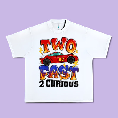 Two Fast Two Curious Boys Birthday Racing Car Urban Heavy Tee Designed By Maliassmallbusiness