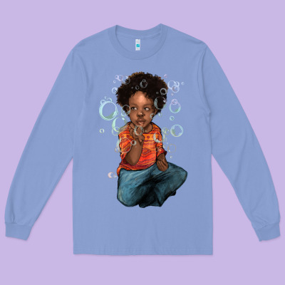 Afro Black Boy Long Sleeve Tee Designed By Nancycooperartshop