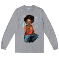 Heather Grey afro black boy Long Sleeve Tee - NancyCooperArtShop