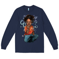 Navy afro black boy Long Sleeve Tee - NancyCooperArtShop