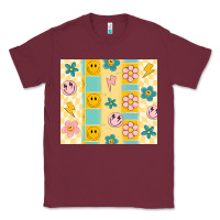 Burgundy retro daisy Classic Tee - MaliasSmallBusiness
