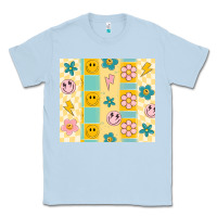 Dusty Blue retro daisy Classic Tee - MaliasSmallBusiness