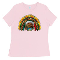 Bubblegum Pink mexico sunflower rainbow Ladies Tee - HRA Design Shop