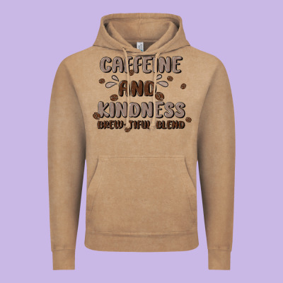 Caffeine & Kindness Vintage Hoodie Designed By Maliassmallbusiness