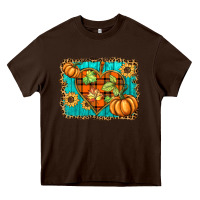 Chocolate Brown fall pumpkins and sunflowers heart Heavy Core Tee - BarkalooDesign