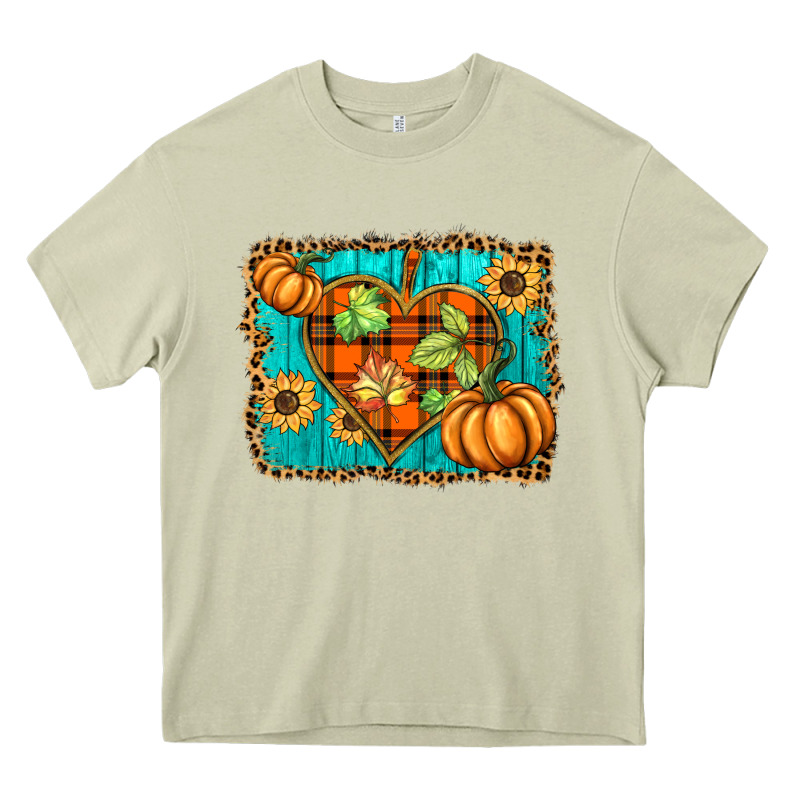 Fall Pumpkins And Sunflowers Heart Heavy Core Tee by BarkalooDesign | Teevron