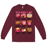 Burgundy god says i am mexican pan dulce Long Sleeve Tee - MaliasSmallBusiness