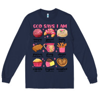 Navy god says i am mexican pan dulce Long Sleeve Tee - MaliasSmallBusiness