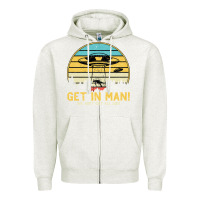 Oatmeal Heather UFO Vintage Retro Alien Outerspace Spaceship Zipper Hoodie - Bettercallsaul