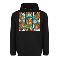Black lion with leopard and cowhide pattern Heavyweight Hoodie - TumblerDesignByShophia
