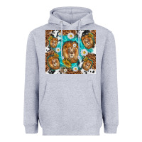 Heather Grey lion with leopard and cowhide pattern Heavyweight Hoodie - TumblerDesignByShophia
