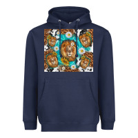 Navy lion with leopard and cowhide pattern Heavyweight Hoodie - TumblerDesignByShophia