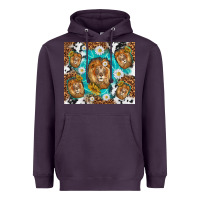Plum lion with leopard and cowhide pattern Heavyweight Hoodie - TumblerDesignByShophia