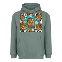 Sage lion with leopard and cowhide pattern Heavyweight Hoodie - TumblerDesignByShophia