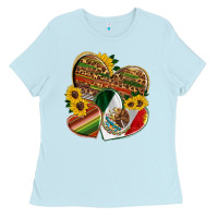 Baby Blue mexico heart and sunflower Ladies Tee - HRA Design Shop
