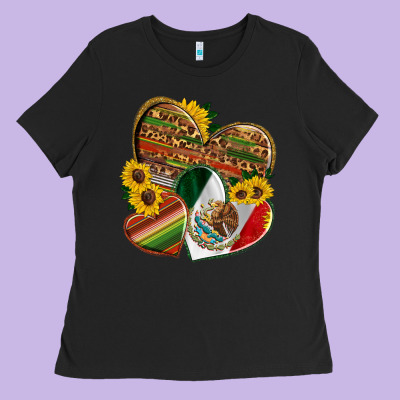 Mexico Heart And Sunflower Ladies Tee Designed By Hra Design Shop