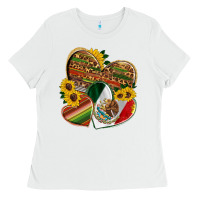 White mexico heart and sunflower Ladies Tee - HRA Design Shop