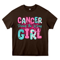 Chocolate Brown cancer picked the wrong girl Heavy Core Tee - JahusDesignShop