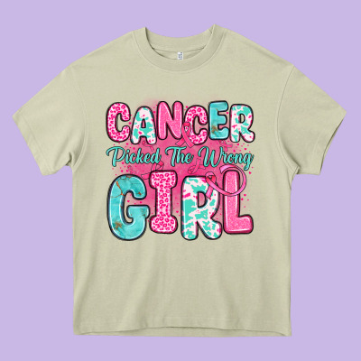 Cancer Picked The Wrong Girl Heavy Core Tee Designed By Jahusdesignshop