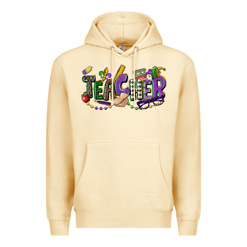 Teacher Mardi Gras Premium Hoodie by CowGirlArtShop | Teevron