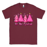 Burgundy Tis the Season Pink Trees Classic Tee - CowhideDigitalArt