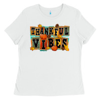 White thankful vibes Ladies Tee - FaDigitalArtStudio