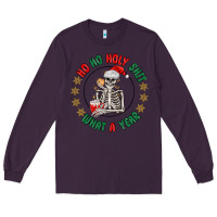 Plum ho ho holly shit skeleton santa Long Sleeve Tee - MaliasSmallBusiness