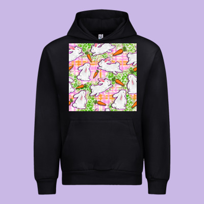 Easter Bunnies With Carrots Seamless Pattern Urban Hoodie Designed By Bundleandbundleshop
