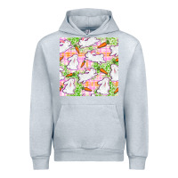 Heather Grey Easter Bunnies With Carrots Seamless Pattern Urban Hoodie - BundleAndBundleShop