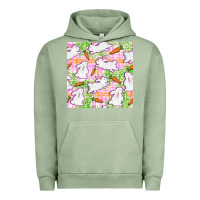 Pigment Oil Green Easter Bunnies With Carrots Seamless Pattern Urban Hoodie - BundleAndBundleShop